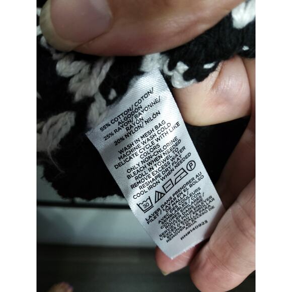 Coastal Chunky Knit sweater vest blk/white striped Buttoned Fisherman Womans L - Picture 9 of 9